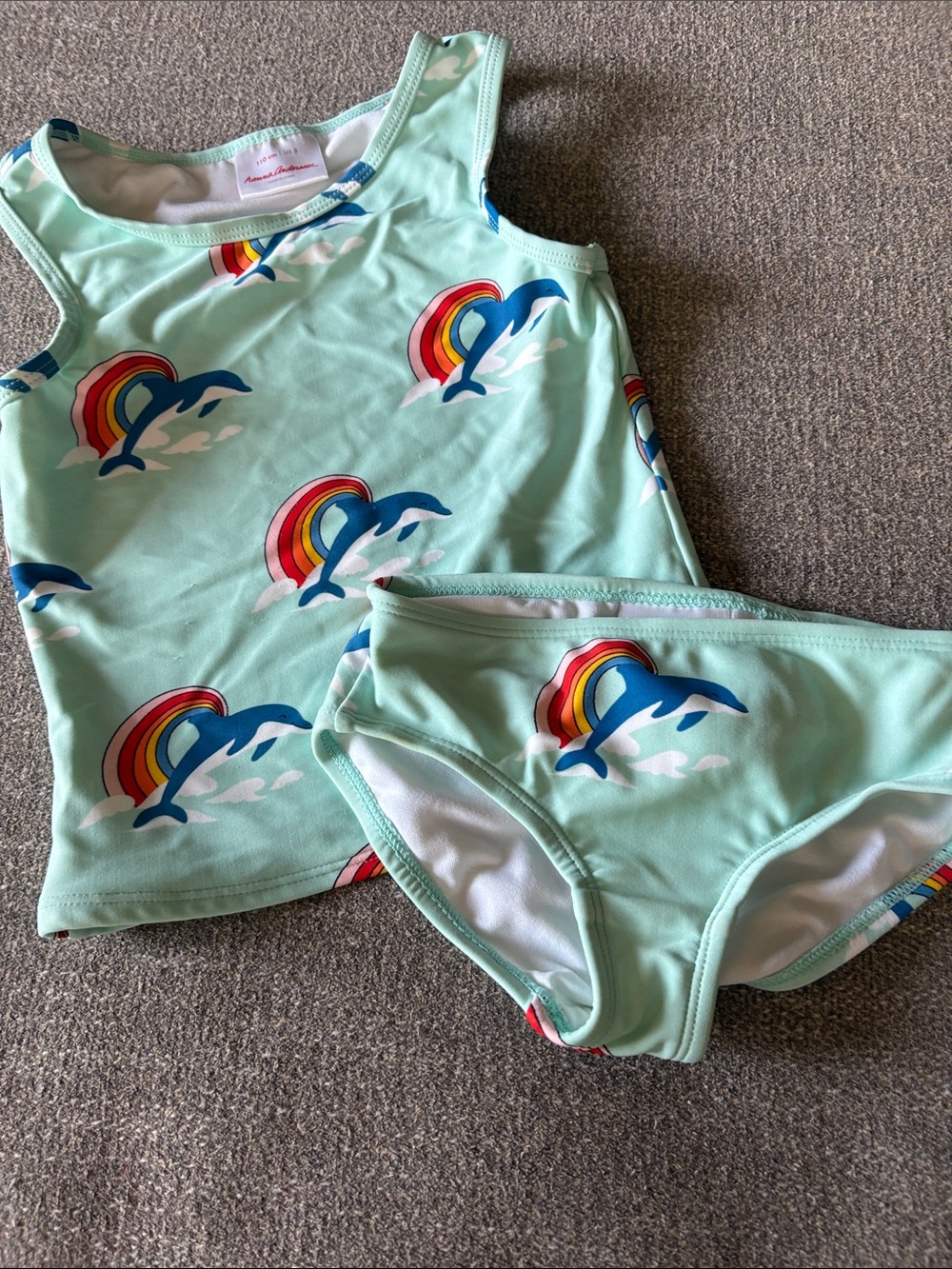 Hanna Andersson Mint Dolphin & Rainbow Tankini Set Size 3 90